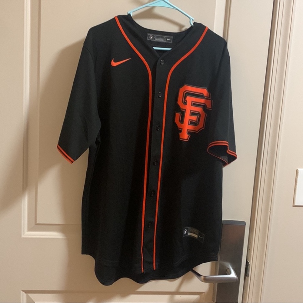 Nike Black and Orange Sports Jersey